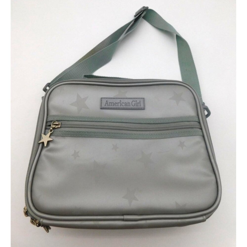 Vintage Silver Star American Girl Child Sized Lunchbox Storage Case Zip Closure
